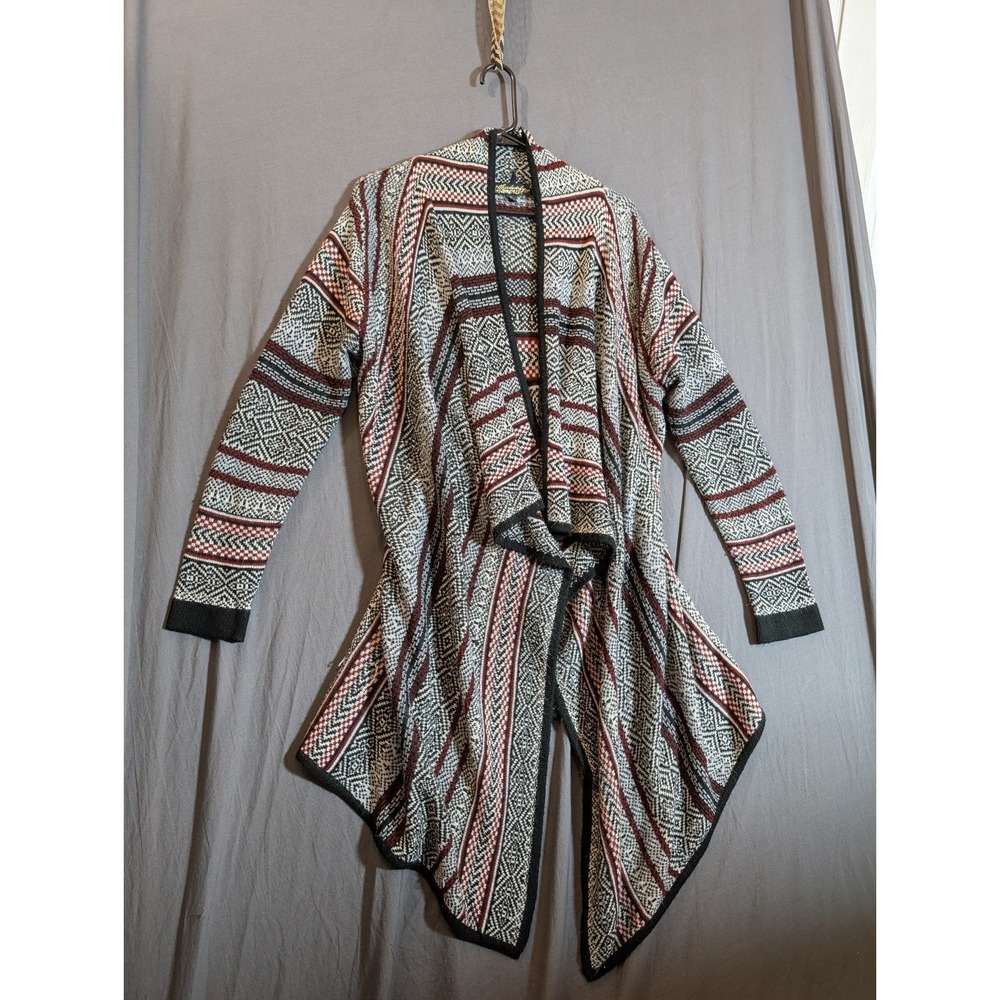 Absolutely Fabulous Sweater Women's Size XL Gray Open Cardigan Aztec Stripe Knit